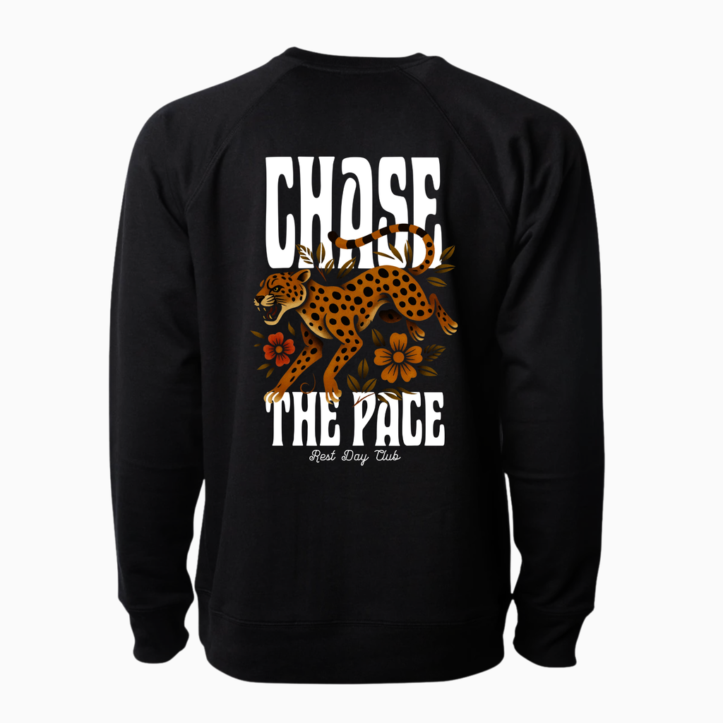 Crewneck UNISEXE « Chase the Pace » - Noir