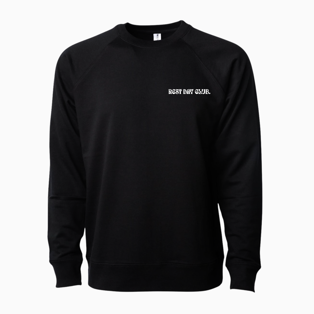 Crewneck UNISEXE « Strong Enough for Rest Day » - Noir
