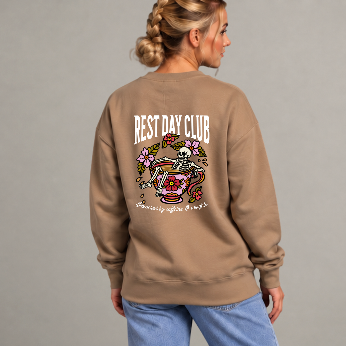 Crewneck « Caffeine & Weights » - Sable