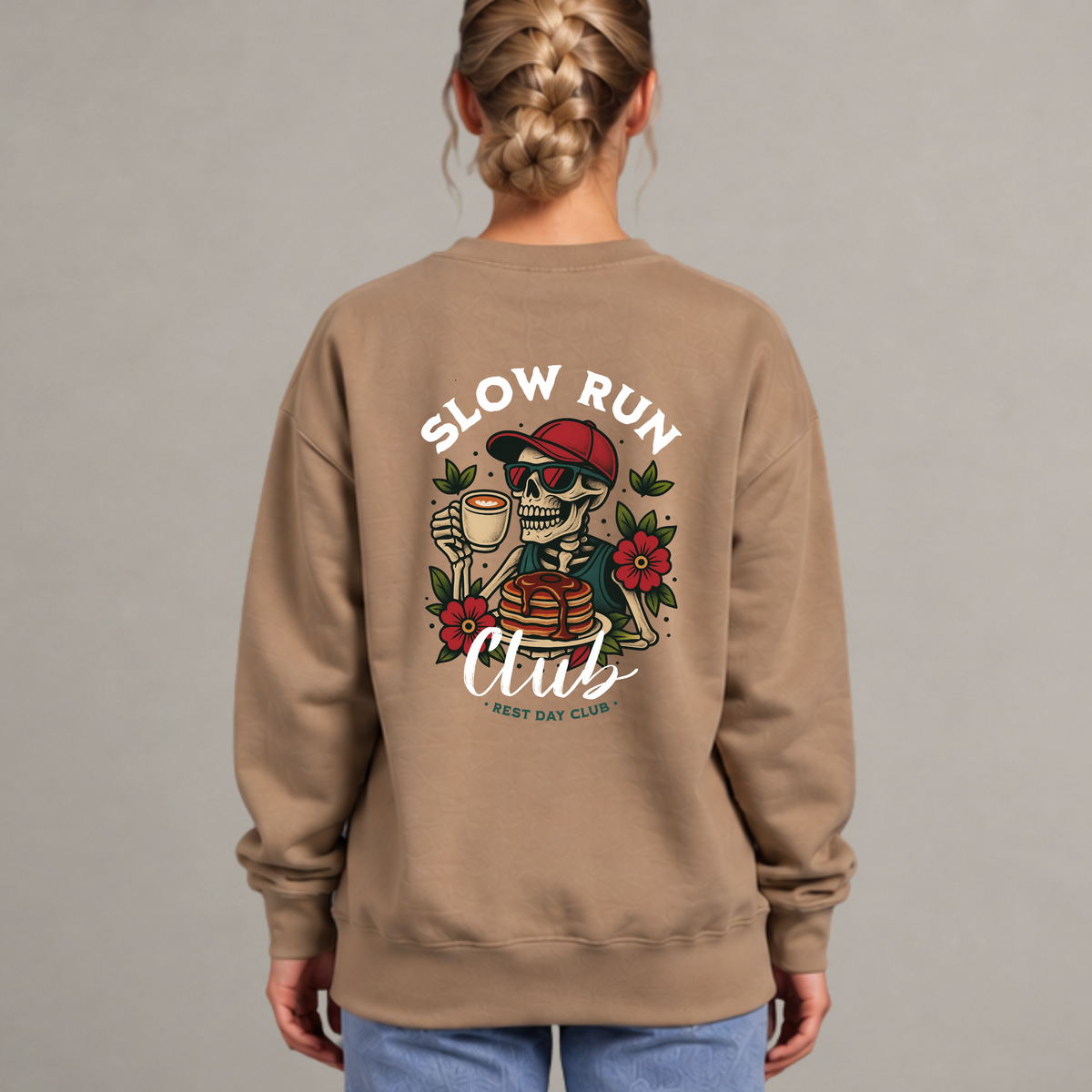 Crewneck « Slow Run Club » - Sable