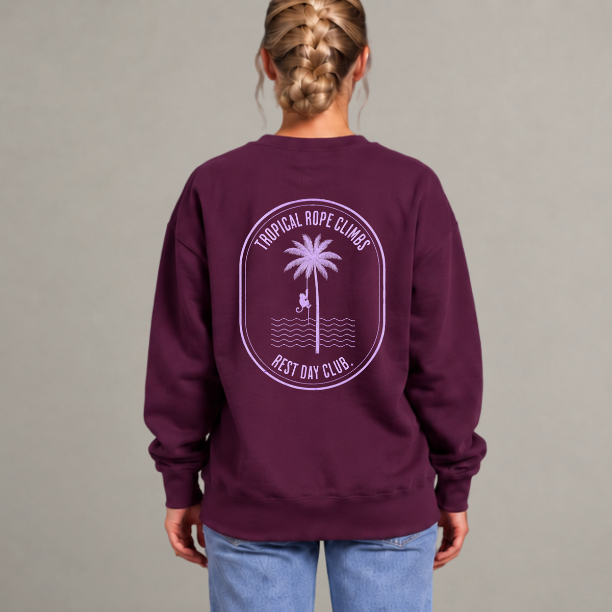Crewneck « Tropical Rope Climbs » - Bourgogne