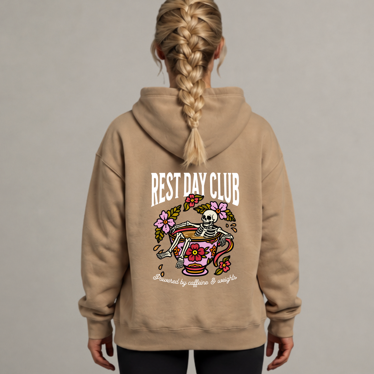 Hoodie « Caffeine & Weights » - Sable