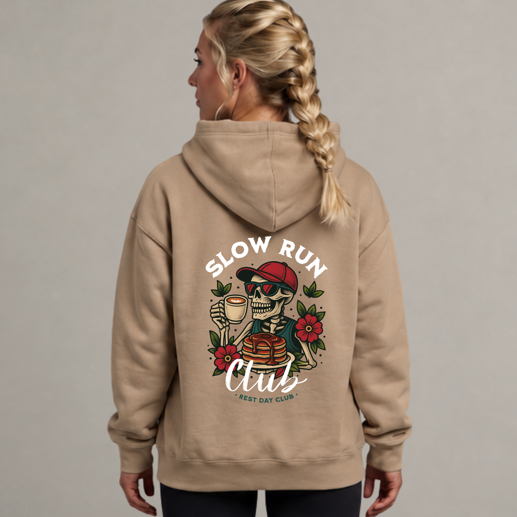 Hoodie « Slow Run Club » - Beige