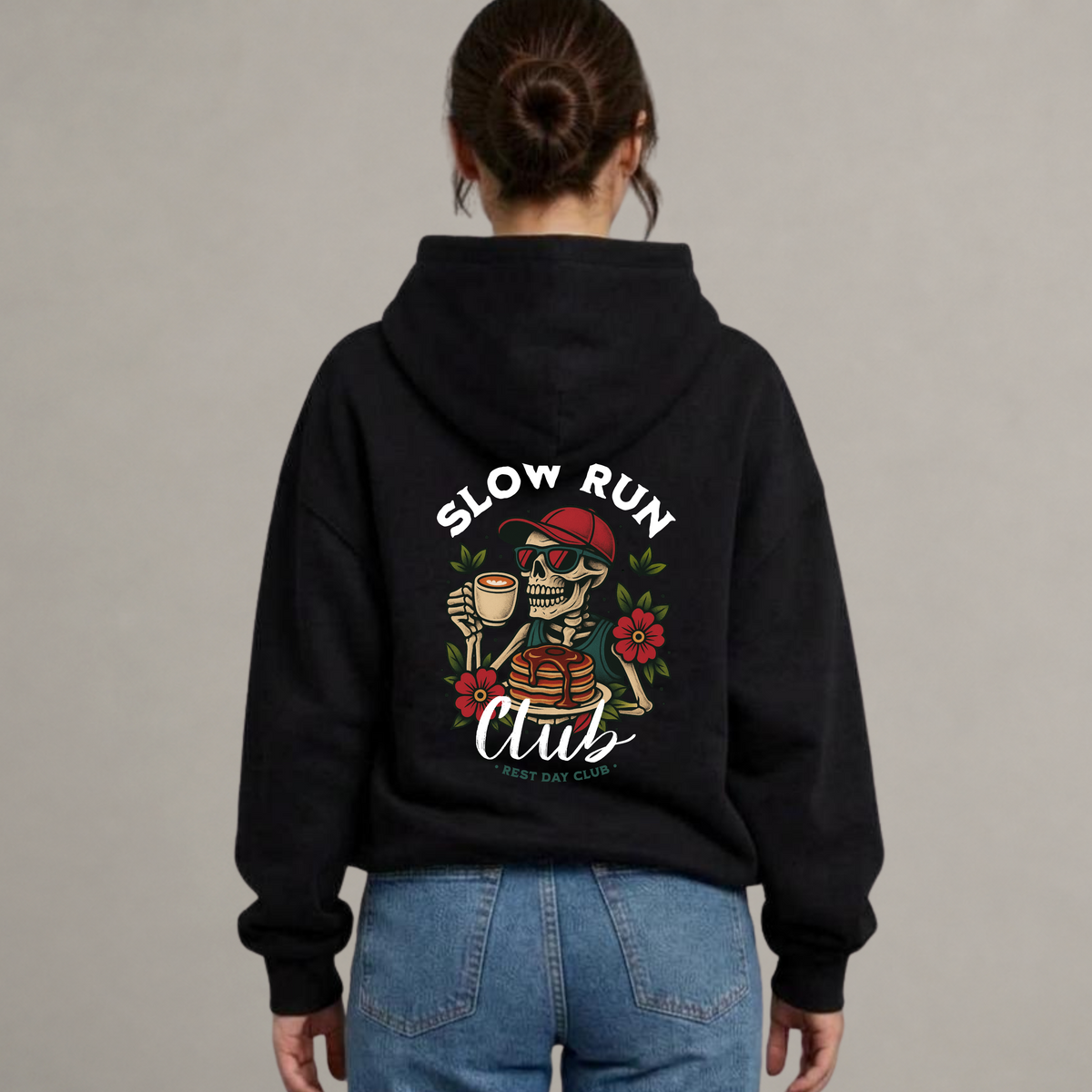 Hoodie « Slow Run Club » - Noir