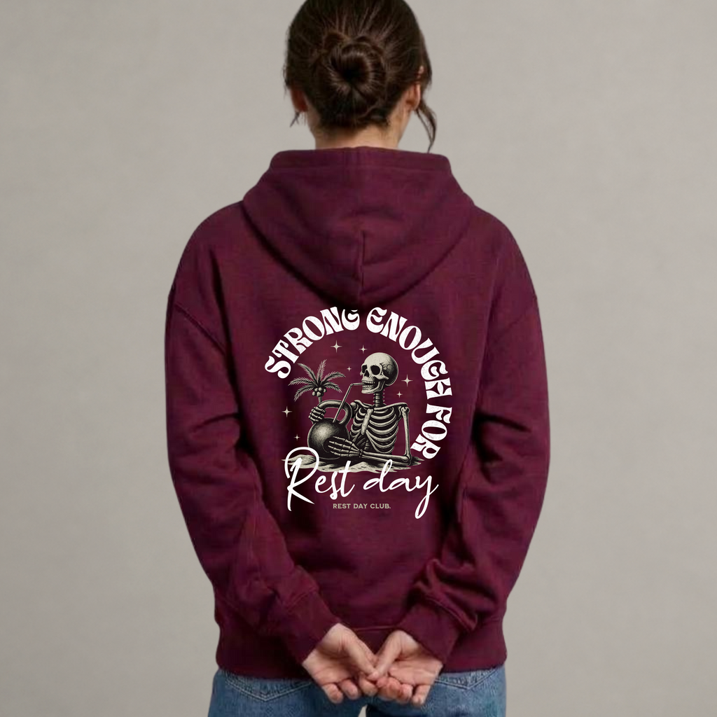 Hoodie « Strong Enough for Rest Day » - Marron