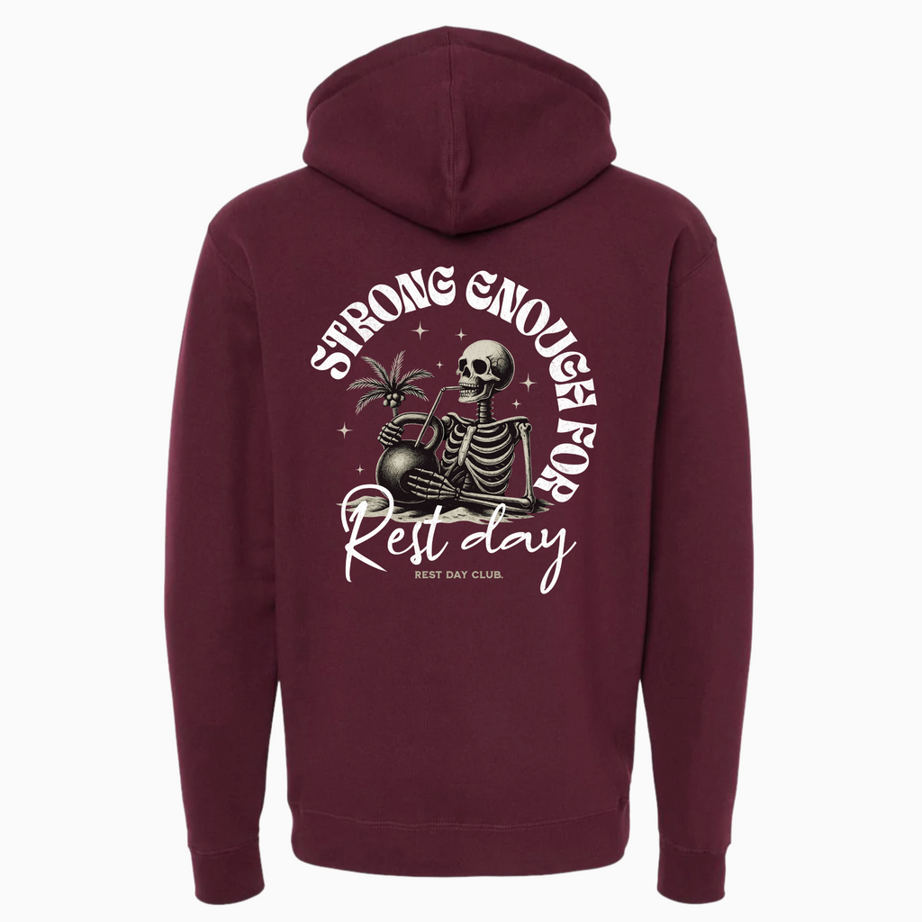 Hoodie UNISEXE « Strong Enough for Rest Day » - Marron