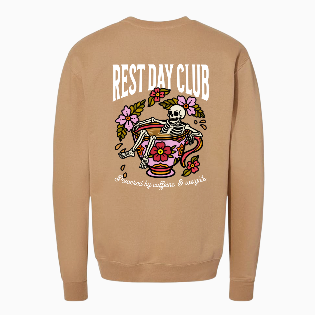 Crewneck CLASSIQUE « Caffeine & Weights » - Sable