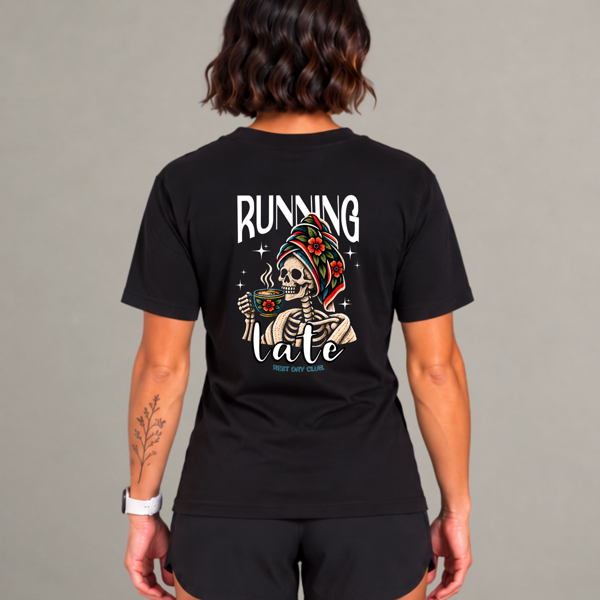 T-shirt  « Running Late » - Noir