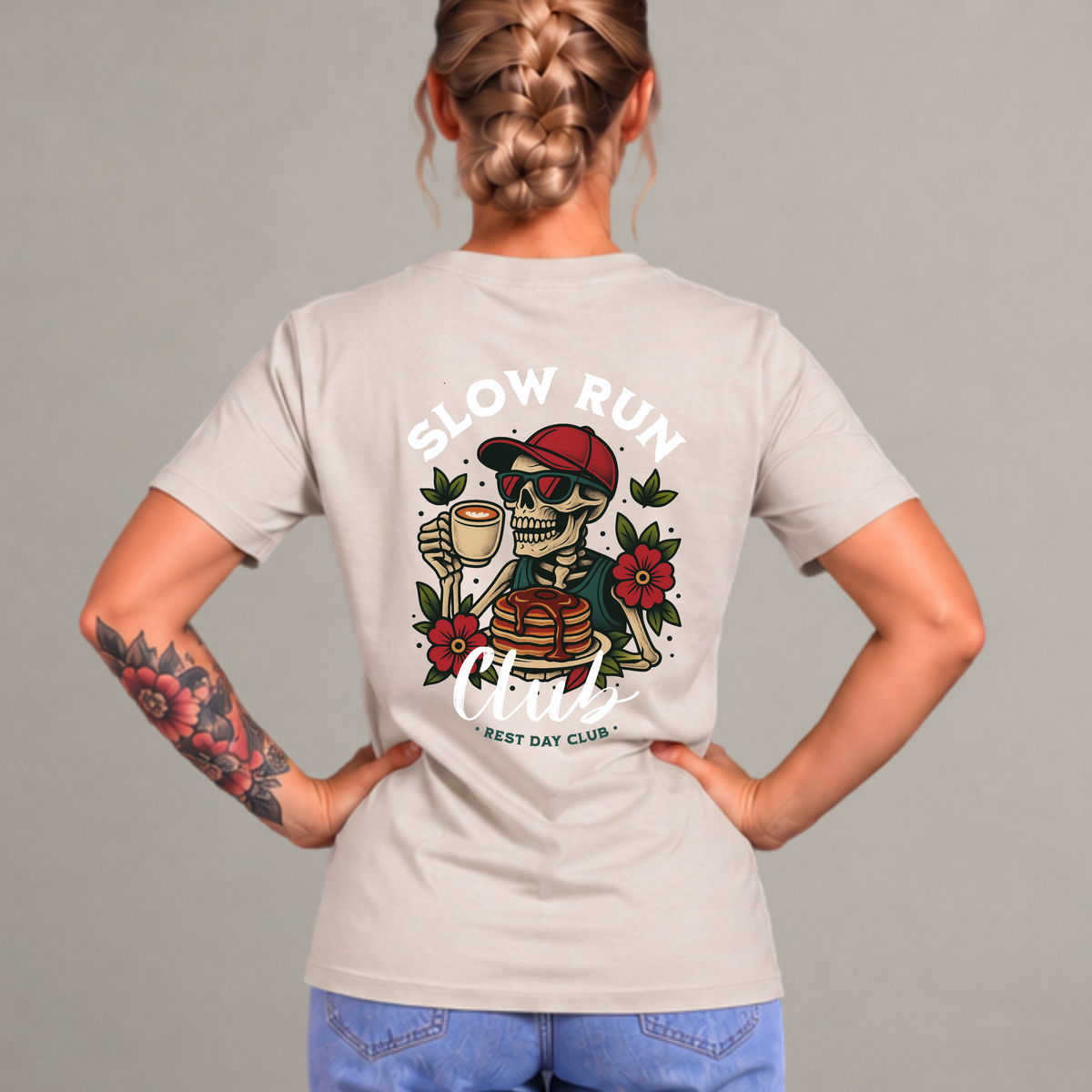 T-shirt « Slow Run Club » - Sable